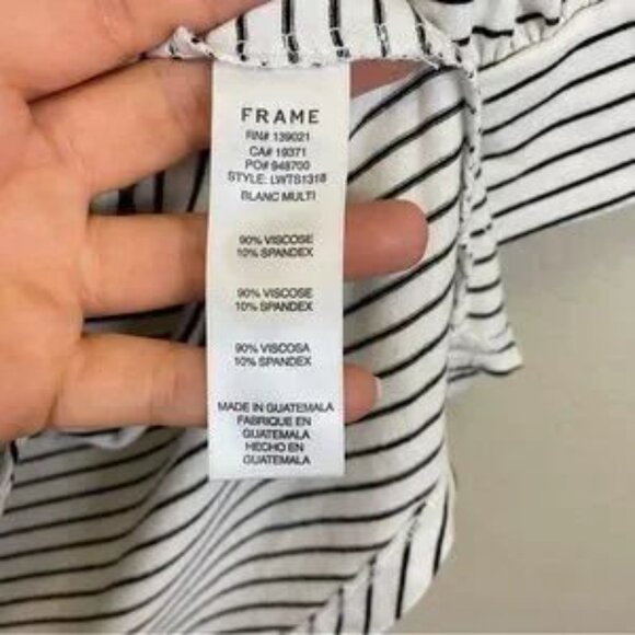 FRAME Puff Sleeve Navy & White Striped Scoop Neck Jersey Top Size XL - Picture 6 of 8